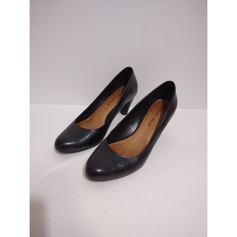 Antonio Melani 8.5 M Black Leather Heels Classic Career Pumps Italian Designer